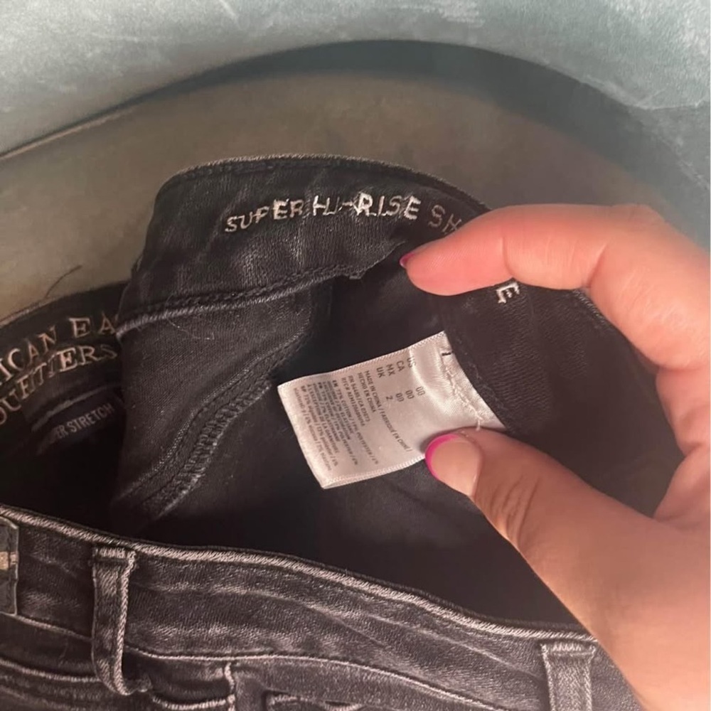 American eagle super hi-rise shortie black size 00 - Picture 3 of 3